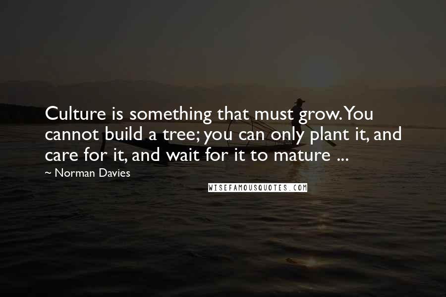 Norman Davies Quotes: Culture is something that must grow. You cannot build a tree; you can only plant it, and care for it, and wait for it to mature ...