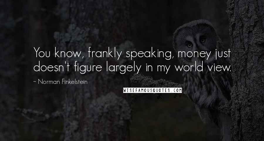 Norman Finkelstein Quotes: You know, frankly speaking, money just doesn't figure largely in my world view.