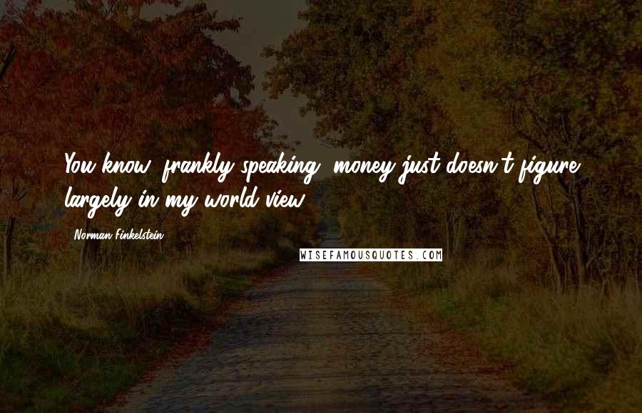 Norman Finkelstein Quotes: You know, frankly speaking, money just doesn't figure largely in my world view.