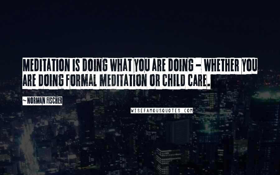 Norman Fischer Quotes: Meditation is doing what you are doing - whether you are doing formal meditation or child care.