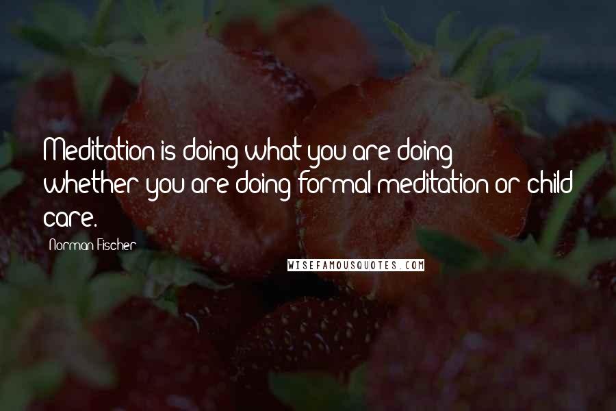 Norman Fischer Quotes: Meditation is doing what you are doing - whether you are doing formal meditation or child care.