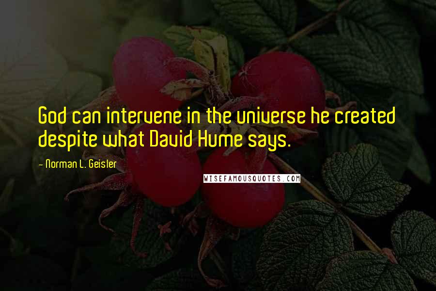 Norman L. Geisler Quotes: God can intervene in the universe he created despite what David Hume says.