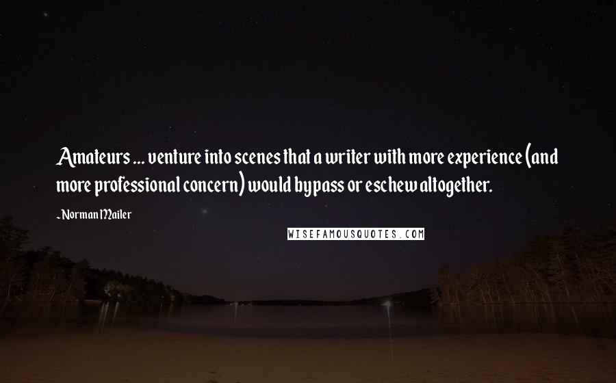Norman Mailer Quotes: Amateurs ... venture into scenes that a writer with more experience (and more professional concern) would bypass or eschew altogether.
