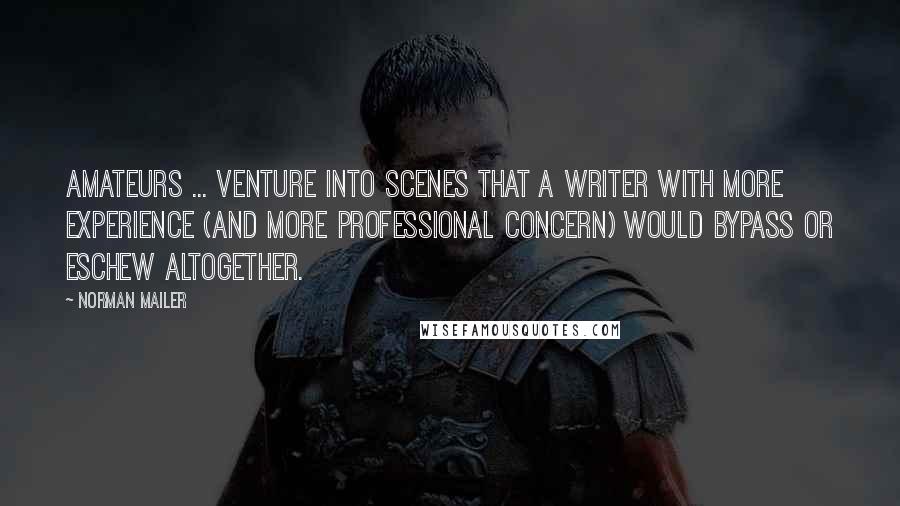 Norman Mailer Quotes: Amateurs ... venture into scenes that a writer with more experience (and more professional concern) would bypass or eschew altogether.