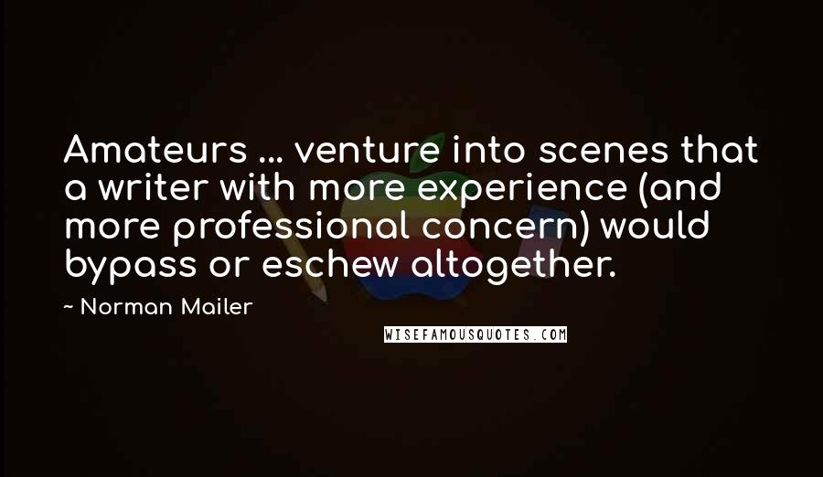 Norman Mailer Quotes: Amateurs ... venture into scenes that a writer with more experience (and more professional concern) would bypass or eschew altogether.