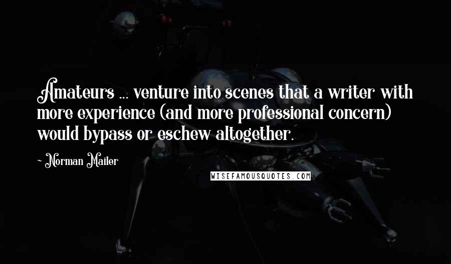 Norman Mailer Quotes: Amateurs ... venture into scenes that a writer with more experience (and more professional concern) would bypass or eschew altogether.
