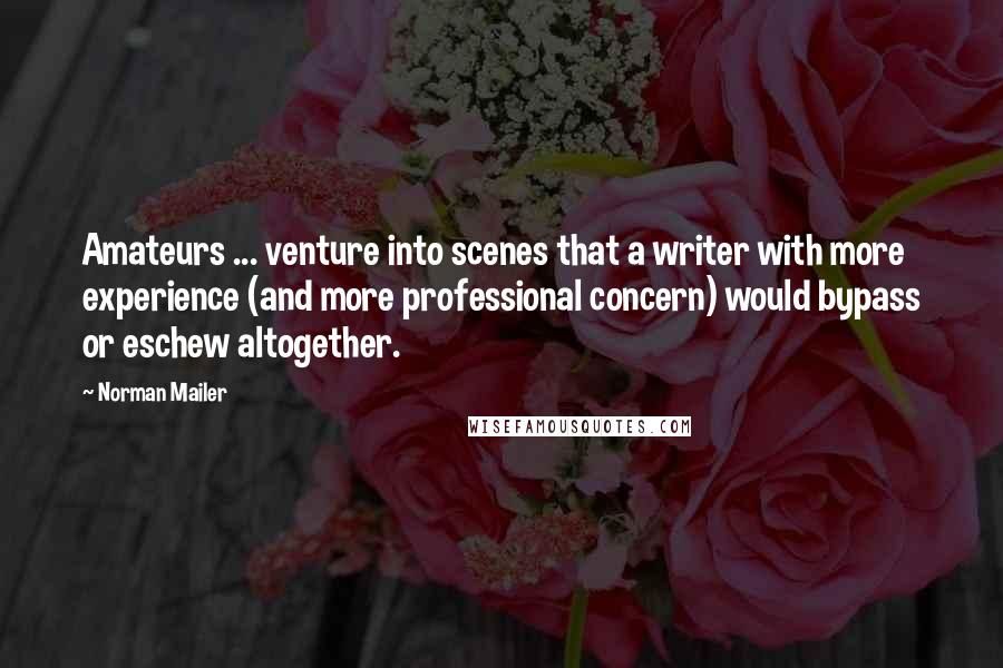 Norman Mailer Quotes: Amateurs ... venture into scenes that a writer with more experience (and more professional concern) would bypass or eschew altogether.