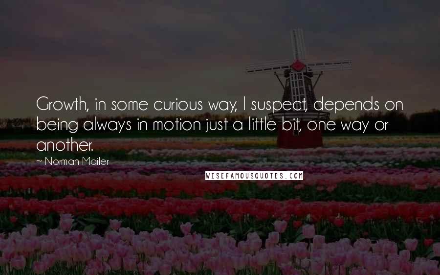 Norman Mailer Quotes: Growth, in some curious way, I suspect, depends on being always in motion just a little bit, one way or another.