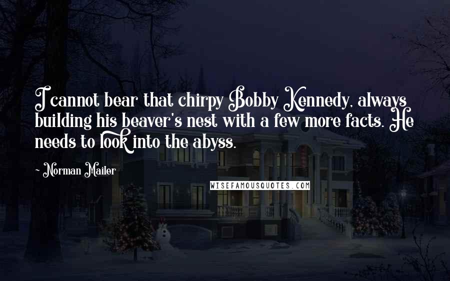 Norman Mailer Quotes: I cannot bear that chirpy Bobby Kennedy, always building his beaver's nest with a few more facts. He needs to look into the abyss.