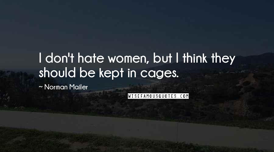 Norman Mailer Quotes: I don't hate women, but I think they should be kept in cages.