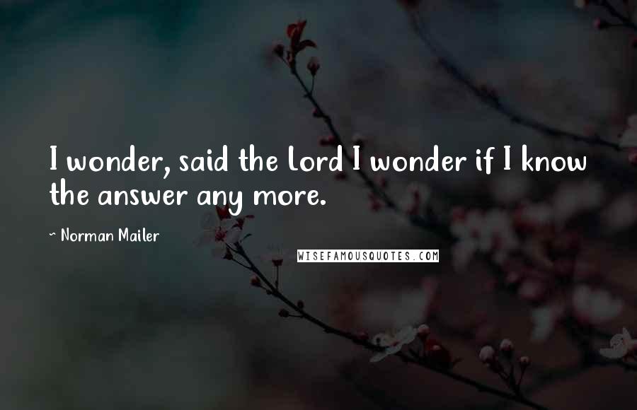 Norman Mailer Quotes: I wonder, said the Lord I wonder if I know the answer any more.