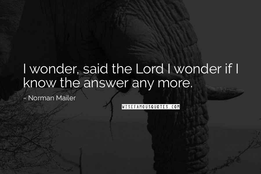 Norman Mailer Quotes: I wonder, said the Lord I wonder if I know the answer any more.