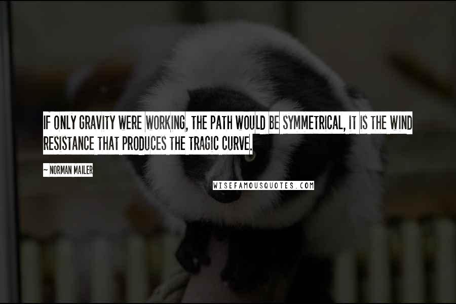 Norman Mailer Quotes: If only gravity were working, the path would be symmetrical, it is the wind resistance that produces the tragic curve.