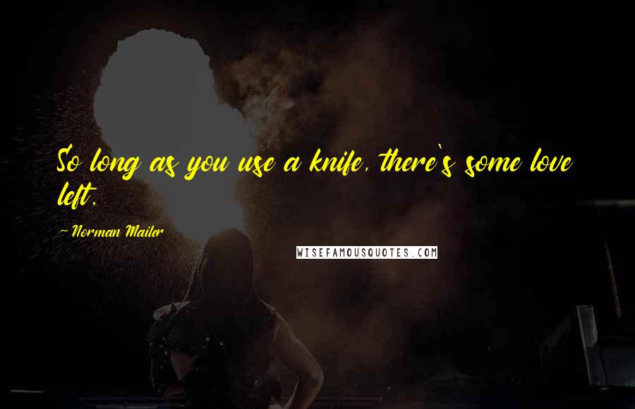 Norman Mailer Quotes: So long as you use a knife, there's some love left.