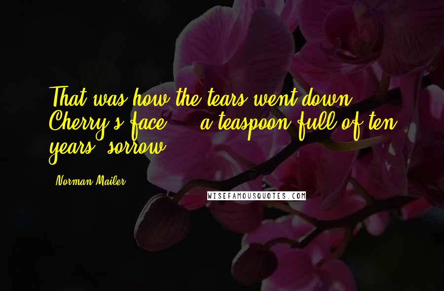 Norman Mailer Quotes: That was how the tears went down Cherry's face ... a teaspoon full of ten years' sorrow.