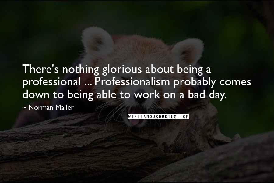 Norman Mailer Quotes: There's nothing glorious about being a professional ... Professionalism probably comes down to being able to work on a bad day.