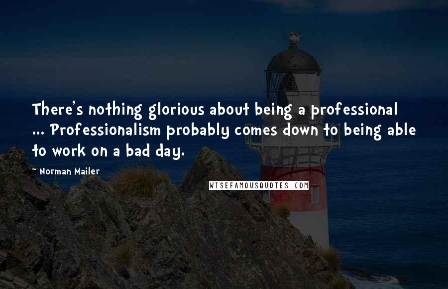 Norman Mailer Quotes: There's nothing glorious about being a professional ... Professionalism probably comes down to being able to work on a bad day.