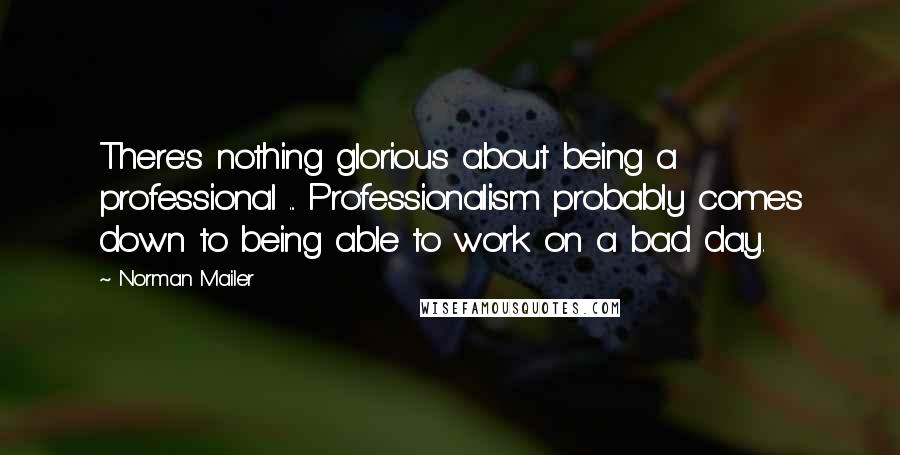 Norman Mailer Quotes: There's nothing glorious about being a professional ... Professionalism probably comes down to being able to work on a bad day.