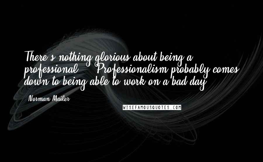Norman Mailer Quotes: There's nothing glorious about being a professional ... Professionalism probably comes down to being able to work on a bad day.