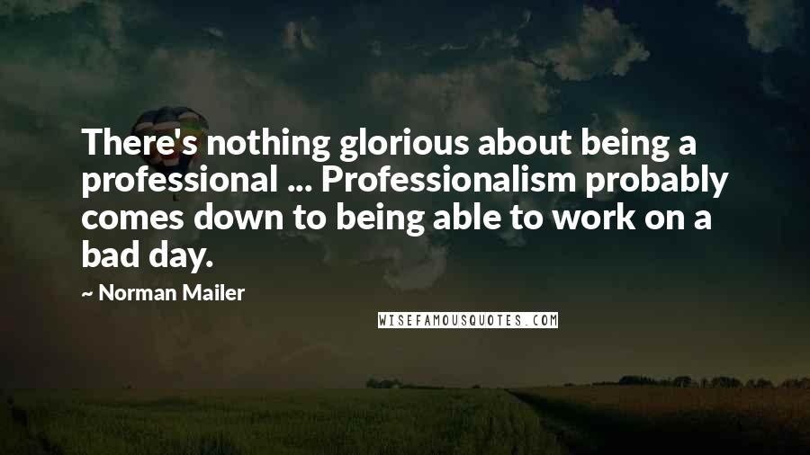 Norman Mailer Quotes: There's nothing glorious about being a professional ... Professionalism probably comes down to being able to work on a bad day.