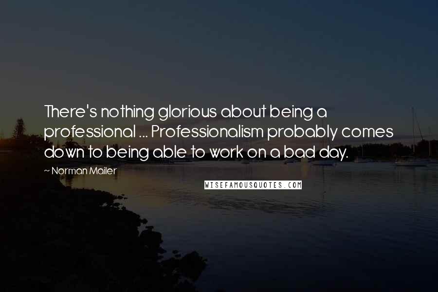 Norman Mailer Quotes: There's nothing glorious about being a professional ... Professionalism probably comes down to being able to work on a bad day.