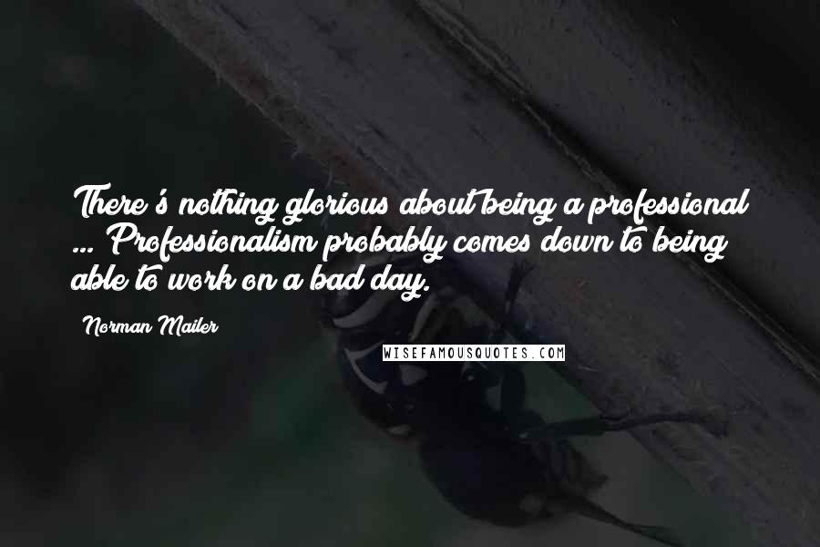 Norman Mailer Quotes: There's nothing glorious about being a professional ... Professionalism probably comes down to being able to work on a bad day.