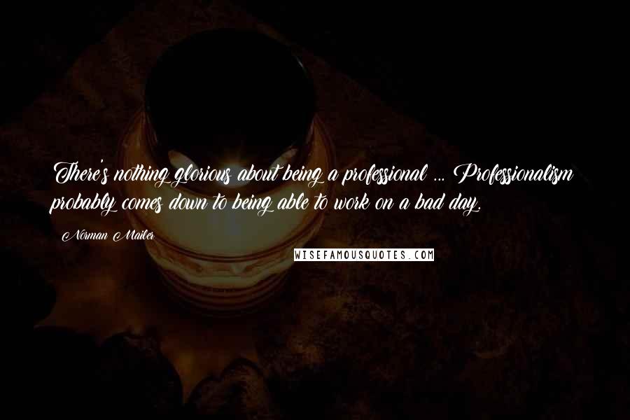 Norman Mailer Quotes: There's nothing glorious about being a professional ... Professionalism probably comes down to being able to work on a bad day.