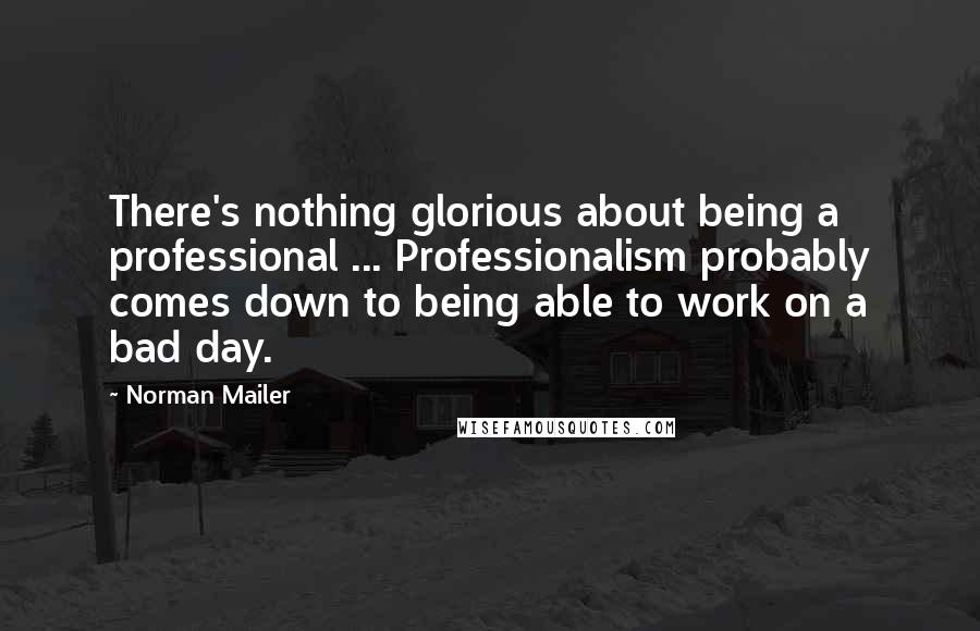 Norman Mailer Quotes: There's nothing glorious about being a professional ... Professionalism probably comes down to being able to work on a bad day.