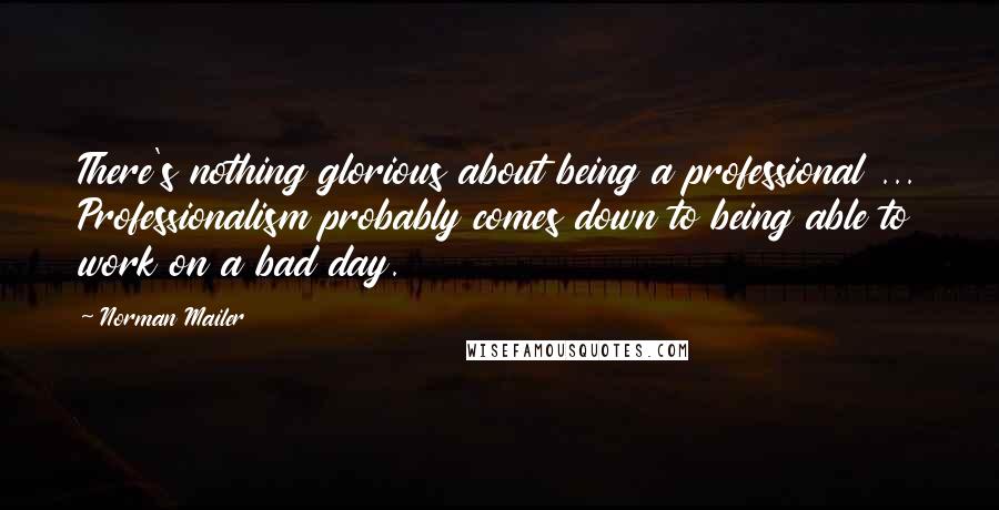 Norman Mailer Quotes: There's nothing glorious about being a professional ... Professionalism probably comes down to being able to work on a bad day.