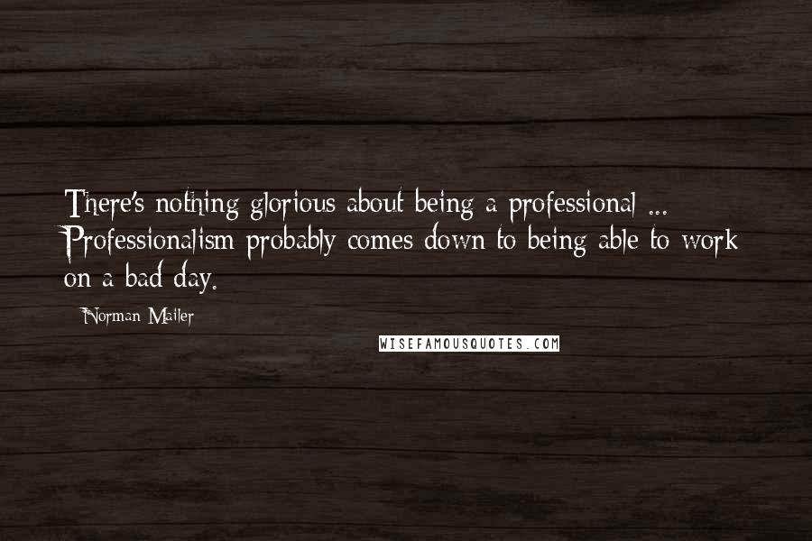 Norman Mailer Quotes: There's nothing glorious about being a professional ... Professionalism probably comes down to being able to work on a bad day.