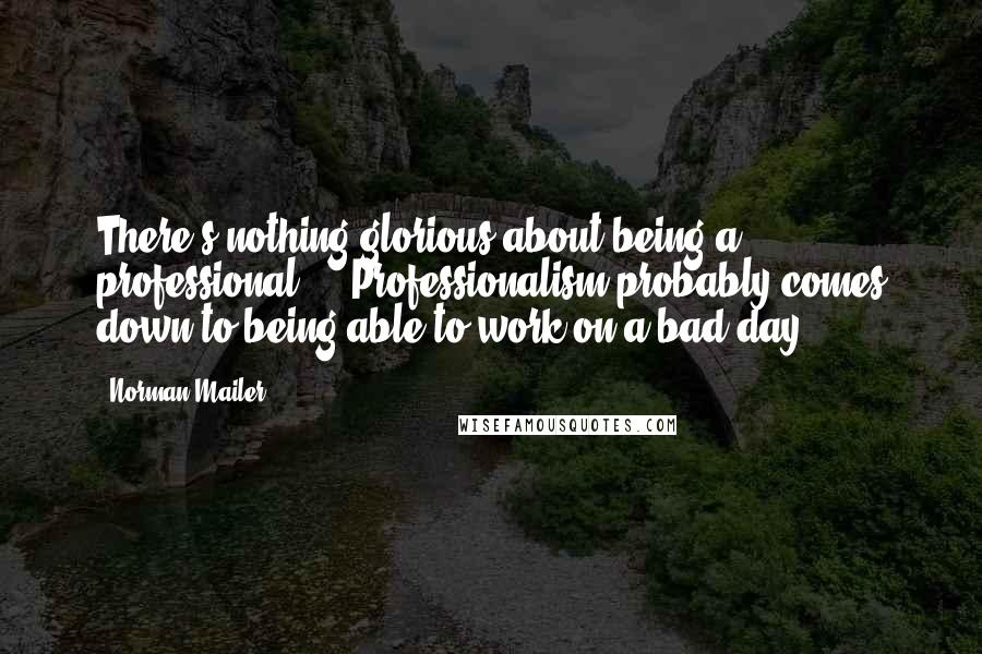 Norman Mailer Quotes: There's nothing glorious about being a professional ... Professionalism probably comes down to being able to work on a bad day.