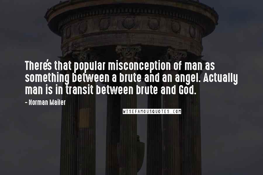 Norman Mailer Quotes: There's that popular misconception of man as something between a brute and an angel. Actually man is in transit between brute and God.