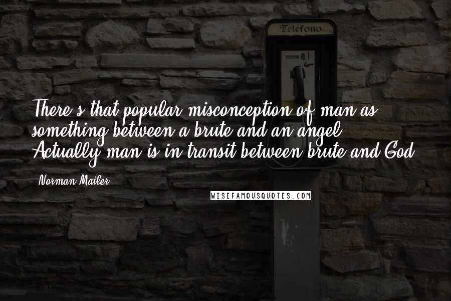 Norman Mailer Quotes: There's that popular misconception of man as something between a brute and an angel. Actually man is in transit between brute and God.