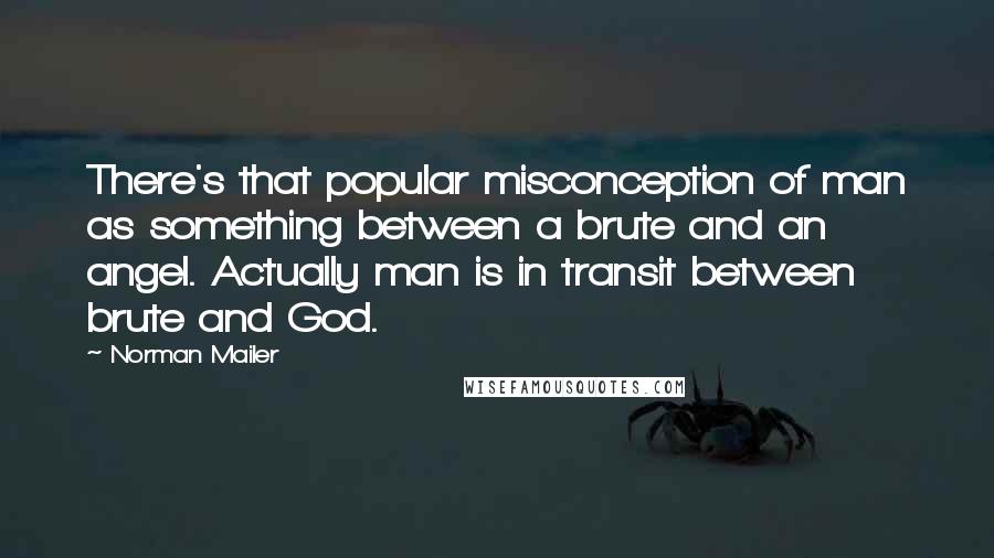 Norman Mailer Quotes: There's that popular misconception of man as something between a brute and an angel. Actually man is in transit between brute and God.