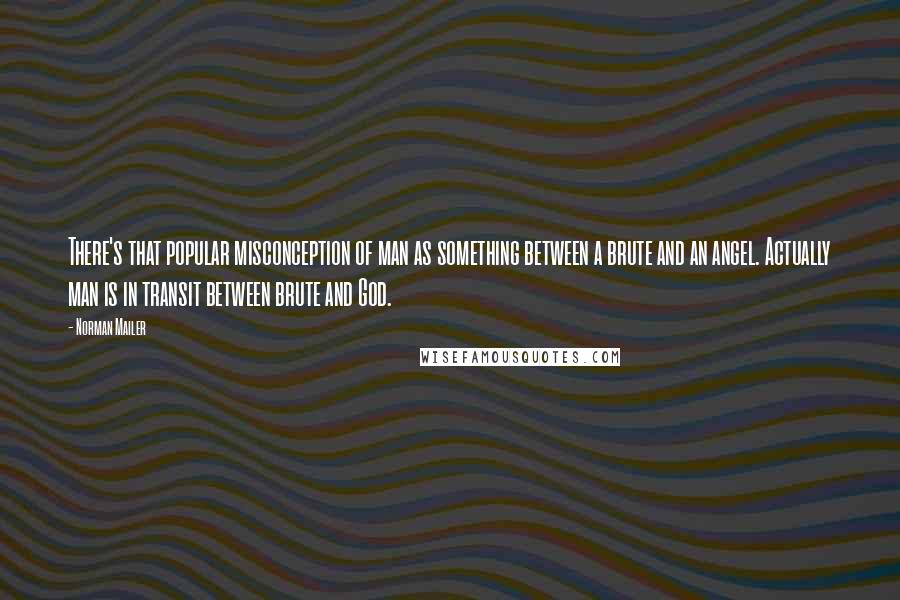 Norman Mailer Quotes: There's that popular misconception of man as something between a brute and an angel. Actually man is in transit between brute and God.