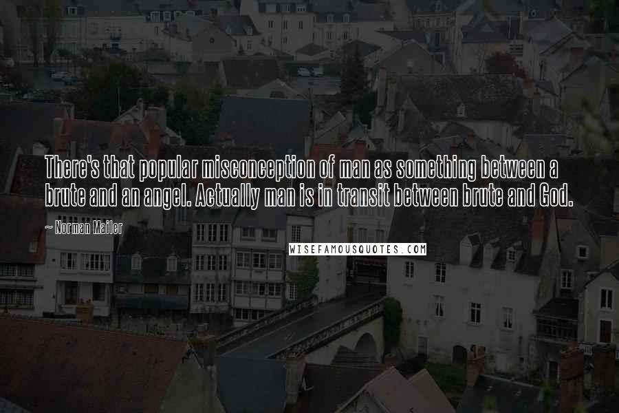 Norman Mailer Quotes: There's that popular misconception of man as something between a brute and an angel. Actually man is in transit between brute and God.