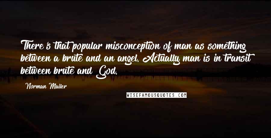 Norman Mailer Quotes: There's that popular misconception of man as something between a brute and an angel. Actually man is in transit between brute and God.