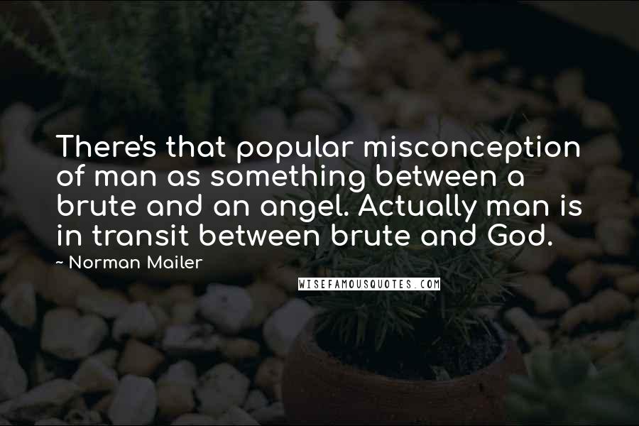 Norman Mailer Quotes: There's that popular misconception of man as something between a brute and an angel. Actually man is in transit between brute and God.