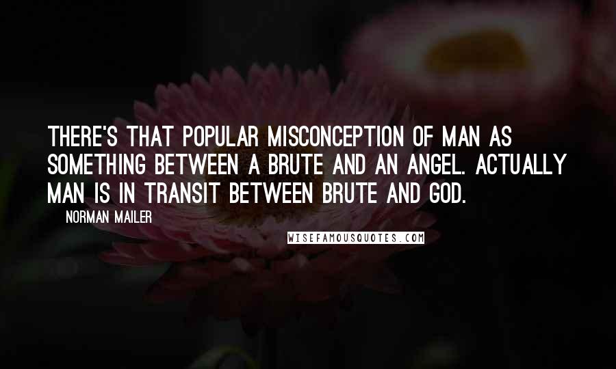 Norman Mailer Quotes: There's that popular misconception of man as something between a brute and an angel. Actually man is in transit between brute and God.