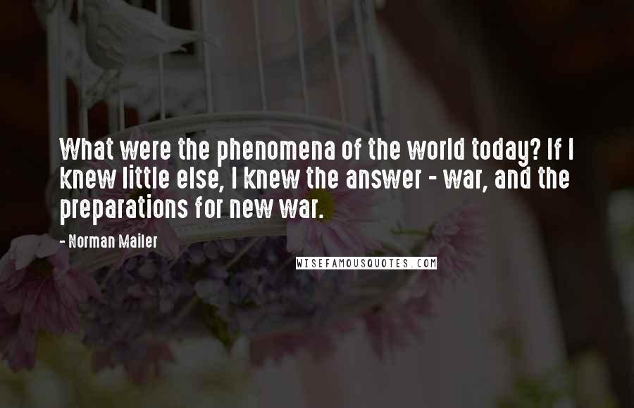 Norman Mailer Quotes: What were the phenomena of the world today? If I knew little else, I knew the answer - war, and the preparations for new war.