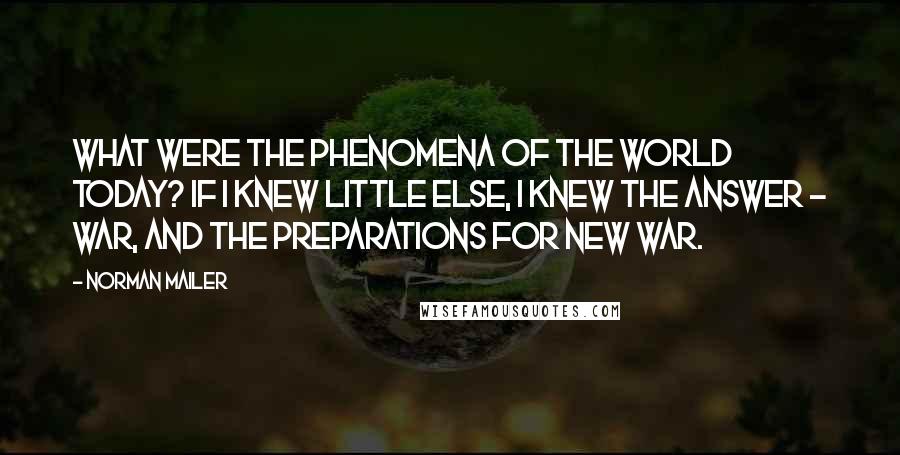 Norman Mailer Quotes: What were the phenomena of the world today? If I knew little else, I knew the answer - war, and the preparations for new war.