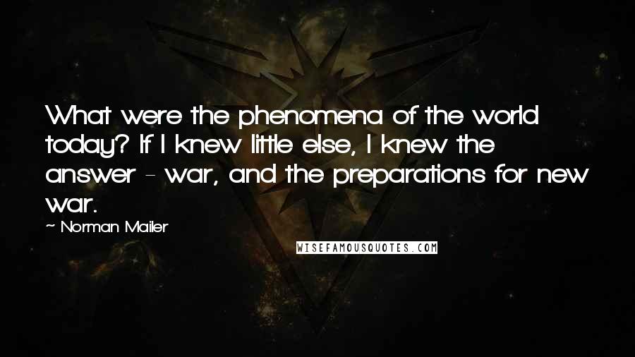 Norman Mailer Quotes: What were the phenomena of the world today? If I knew little else, I knew the answer - war, and the preparations for new war.