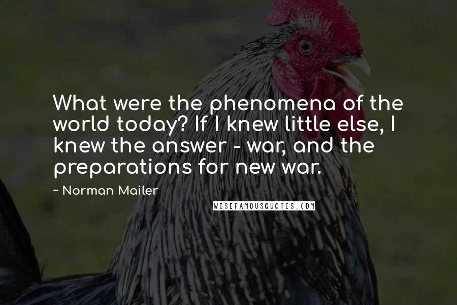 Norman Mailer Quotes: What were the phenomena of the world today? If I knew little else, I knew the answer - war, and the preparations for new war.