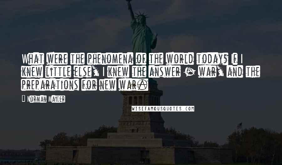 Norman Mailer Quotes: What were the phenomena of the world today? If I knew little else, I knew the answer - war, and the preparations for new war.