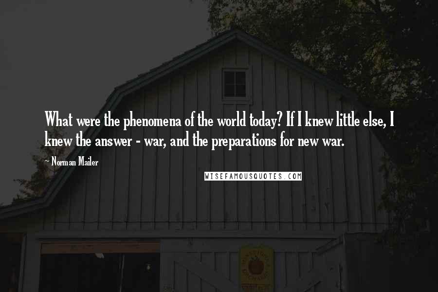 Norman Mailer Quotes: What were the phenomena of the world today? If I knew little else, I knew the answer - war, and the preparations for new war.