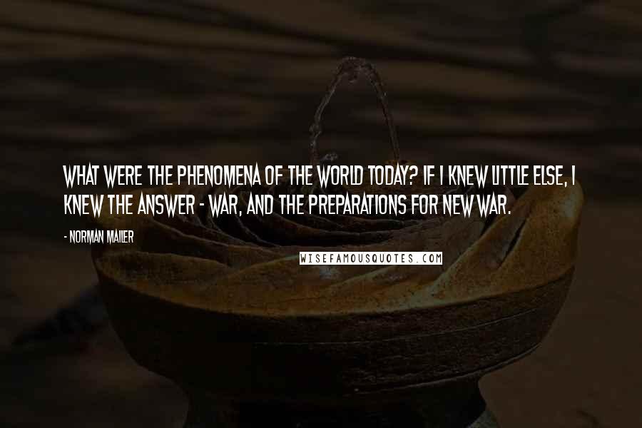 Norman Mailer Quotes: What were the phenomena of the world today? If I knew little else, I knew the answer - war, and the preparations for new war.