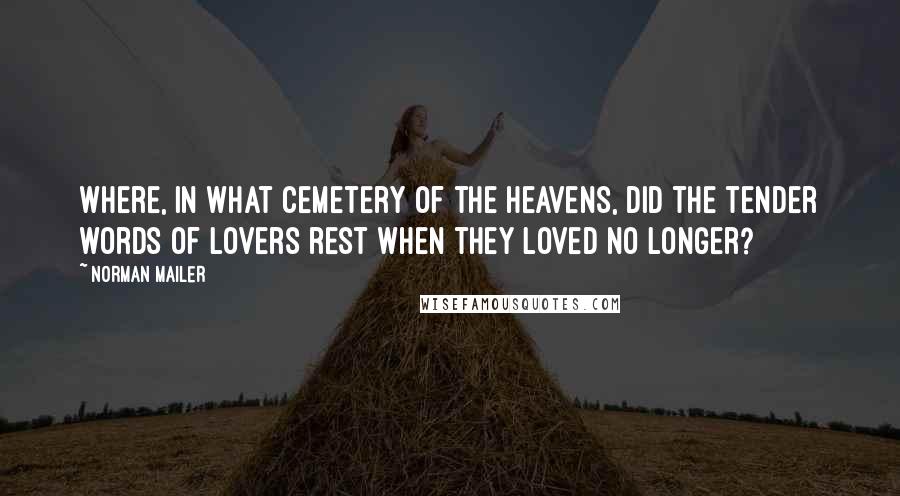 Norman Mailer Quotes: Where, in what cemetery of the heavens, did the tender words of lovers rest when they loved no longer?