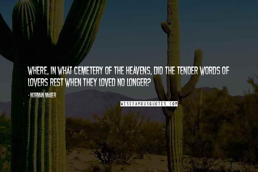 Norman Mailer Quotes: Where, in what cemetery of the heavens, did the tender words of lovers rest when they loved no longer?