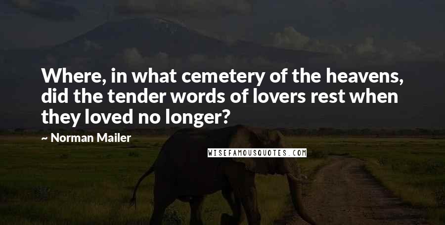 Norman Mailer Quotes: Where, in what cemetery of the heavens, did the tender words of lovers rest when they loved no longer?