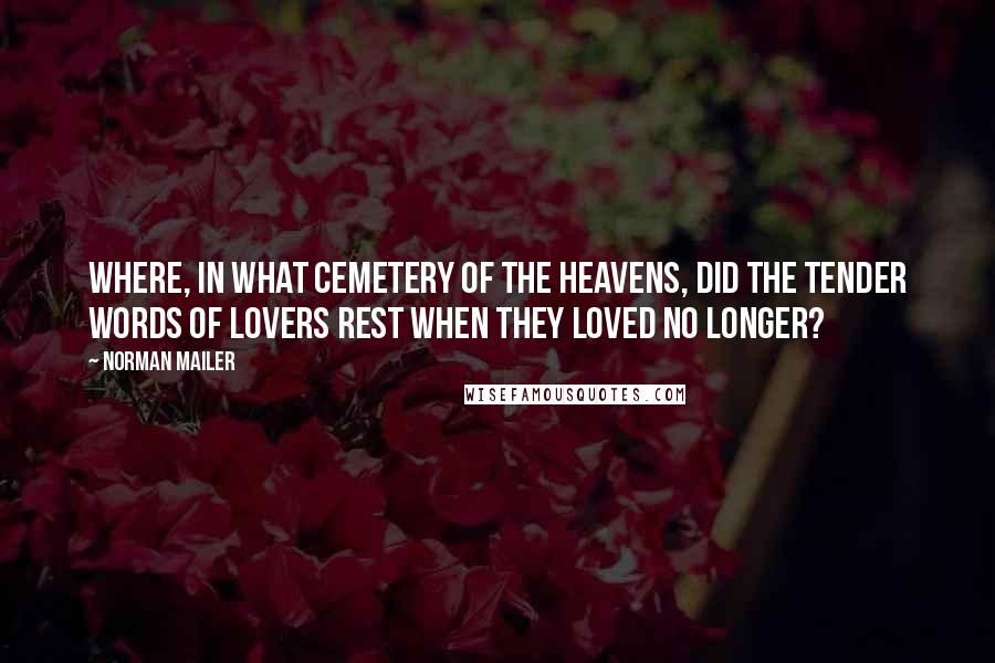 Norman Mailer Quotes: Where, in what cemetery of the heavens, did the tender words of lovers rest when they loved no longer?